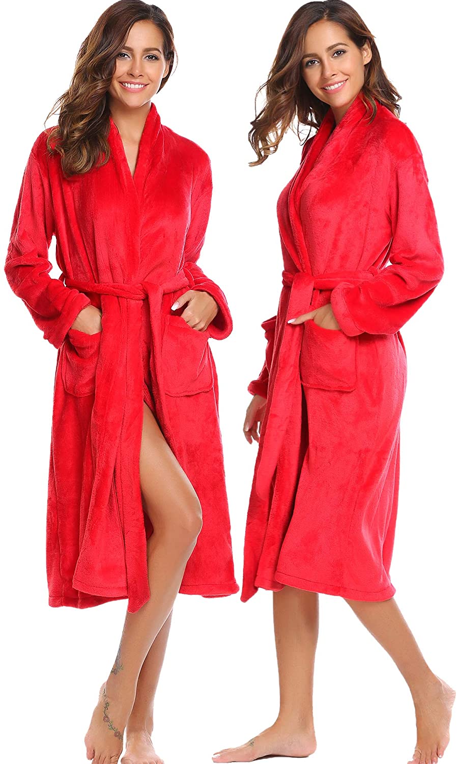 Price:$7.74 Ekouaer Womens Robe Fleece Pajama Bathrobe Kimono Winter Nightgown Warm Plush Loungewear S-XXL at Amazon Women’s Clothing store