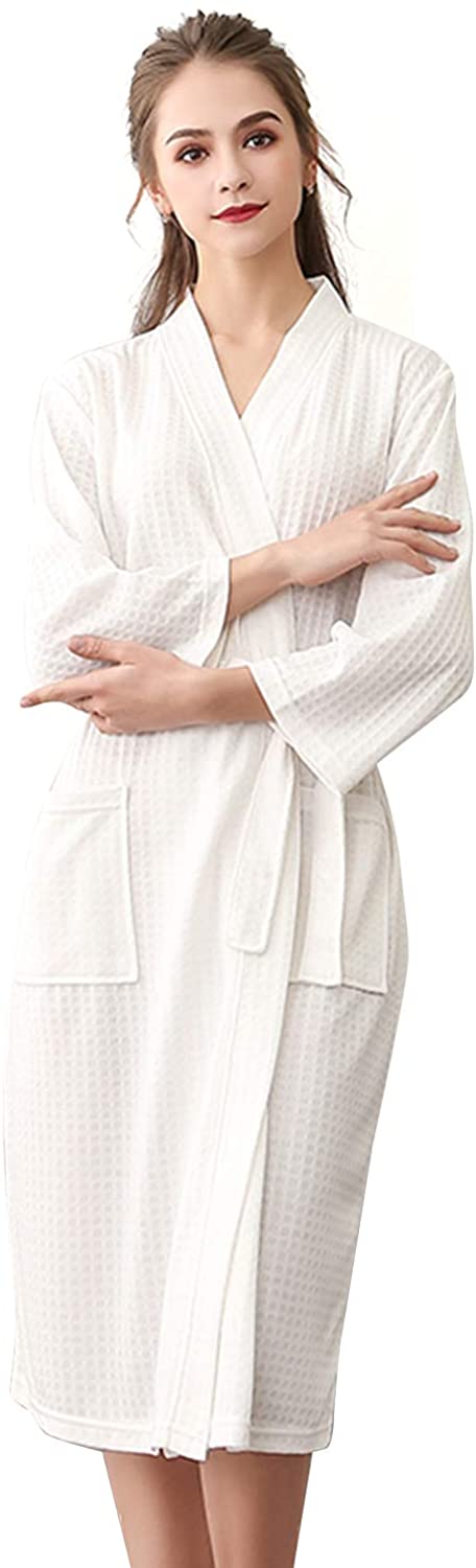 Price:$19.99 DREAM SLIM Long Lightweight Waffle Bathrobes Spa Robes for Women White at Amazon Women’s Clothing store