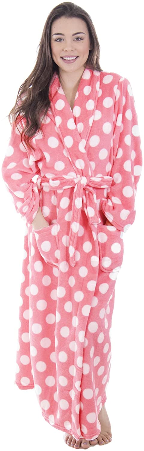 Price:$29.99 Simplicity Women's Fleece Plush Wrap Kimono Robe Bathrobe with Pockets, dot at Amazon Women’s Clothing store