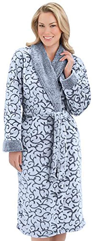 Price:$20.99 Ezi Women's Jacquard Luxury Fleece Terry Robe at Amazon Women’s Clothing store