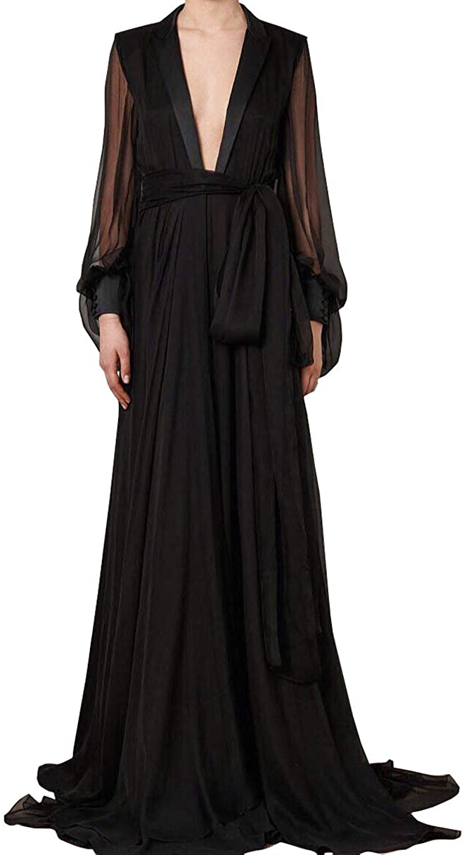 Price:$35.00 Womens Satin Robes Bridal Wedding Party Loungewear Nightgown Lace Long Bathrobe Pajamas Sleepwear with Belt at Amazon Women’s Clothing store