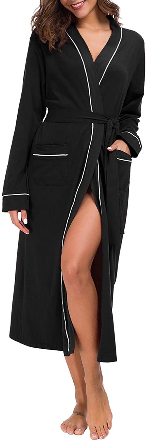 Price:$11.99 Genhoo Womens Soft Cotton Kimono Robe Wrap Long Bathrobe Sleepwear Loungewear Nightgown S-XXL at Amazon Women’s Clothing store