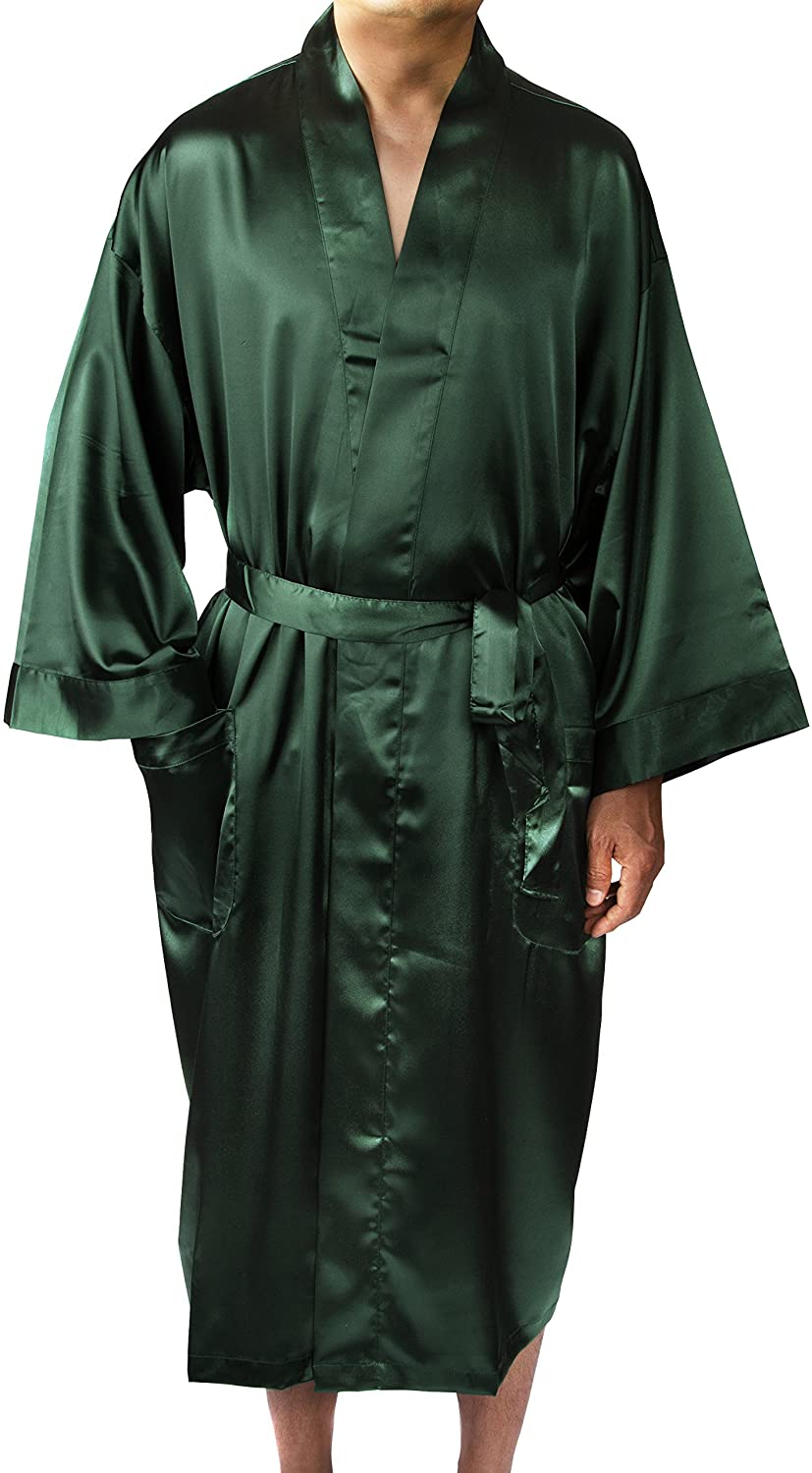 Price:$23.86 Leisureland Elastic Satin Charmeuse Long 48" Kimono Robe (Hunter Green) at Amazon Men’s Clothing store