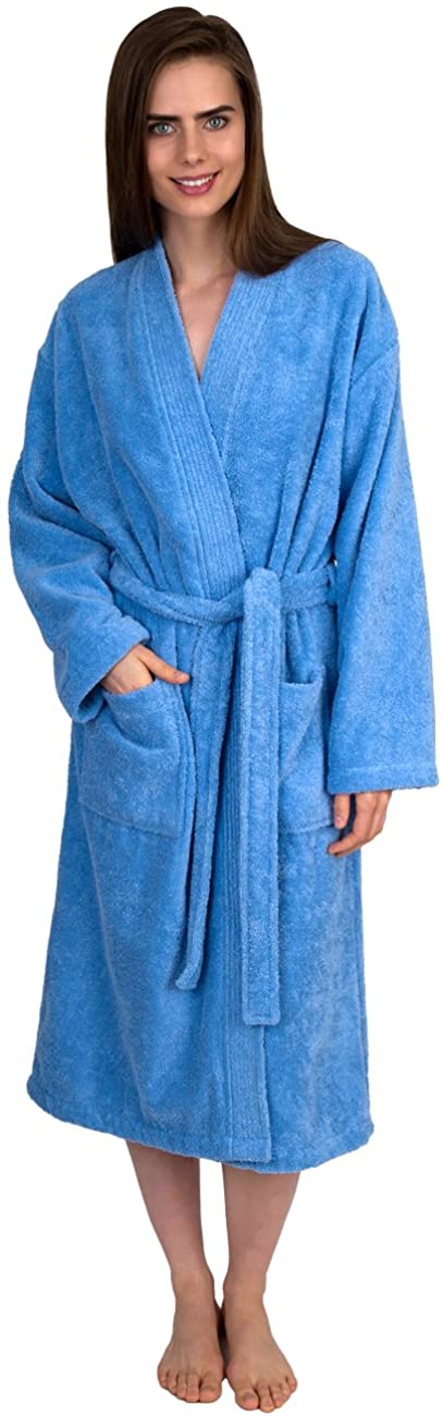 Price:$49.95 TowelSelections Women's Robe Organic Cotton Terry Kimono Bathrobe Small/Medium Placid Blue at Amazon Women’s Clothing store