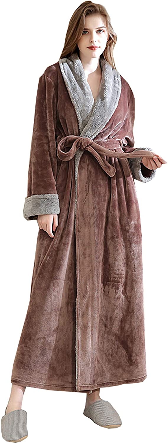 Price:$35.89 Women Soft Fleece Long Robes Winter Warm Housecoats Bathrobe Dressing Gown Sleepwear at Amazon Women’s Clothing store