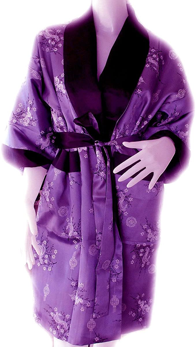 Price:$46.95 Authentic Oriental Dragon Kimono- Reversible- Purple Color at Amazon Women’s Clothing store
