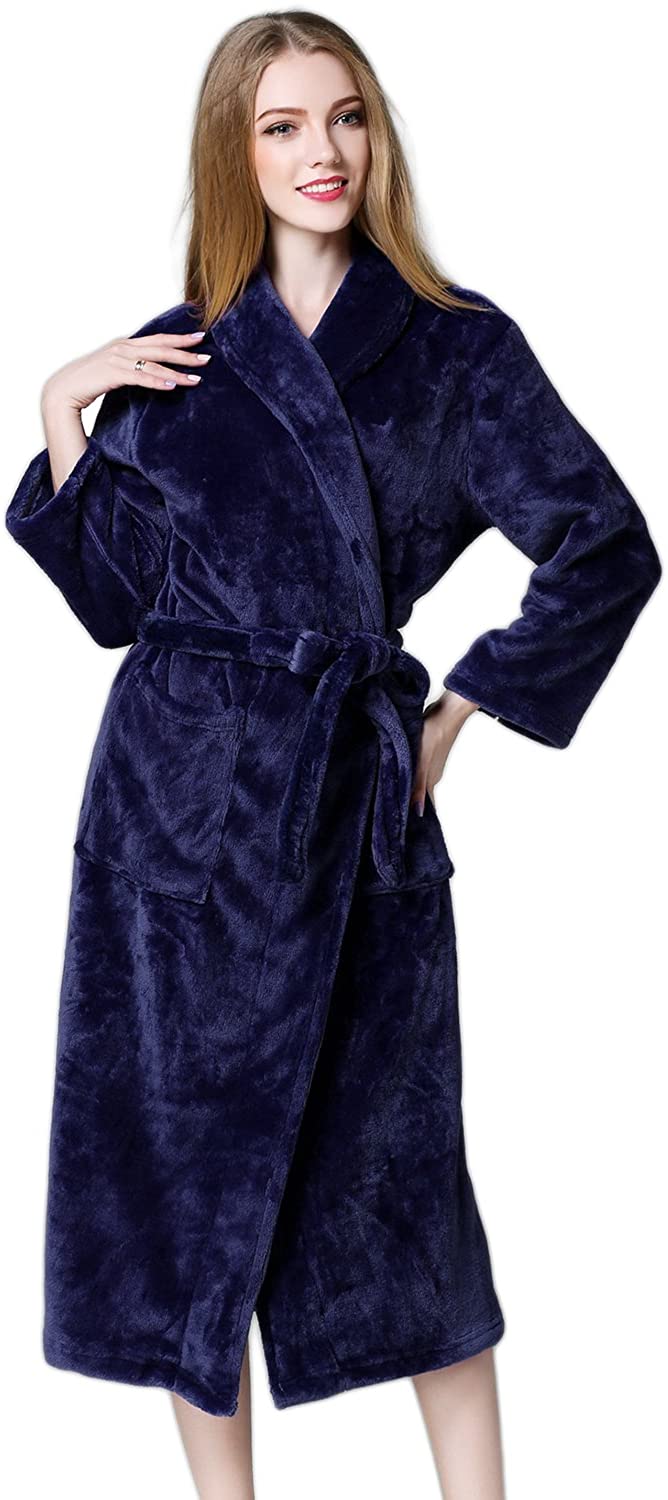 Price:$18.99 Unisex Fleece Robes Pocket Bathrobe Soft Plush Microfiber Pajamas Spa Robe at Amazon Women’s Clothing store