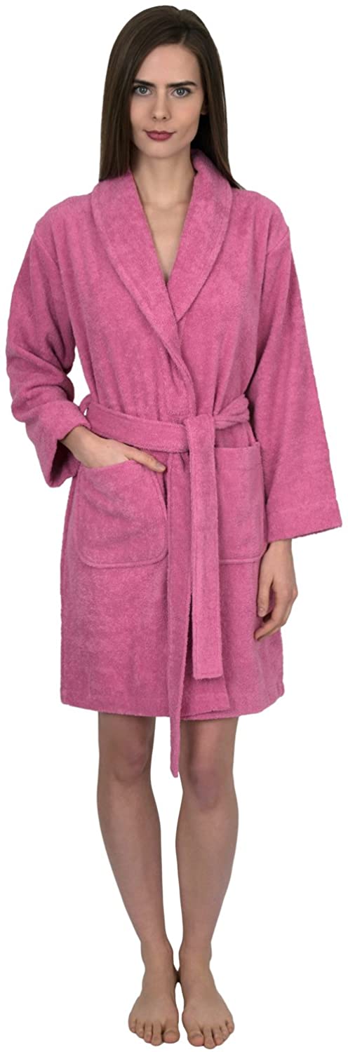 Price:$32.95 TowelSelections Womens Short Turkish Cotton Robe Terry Bathrobe Large Cashmere Rose at Amazon Women’s Clothing store