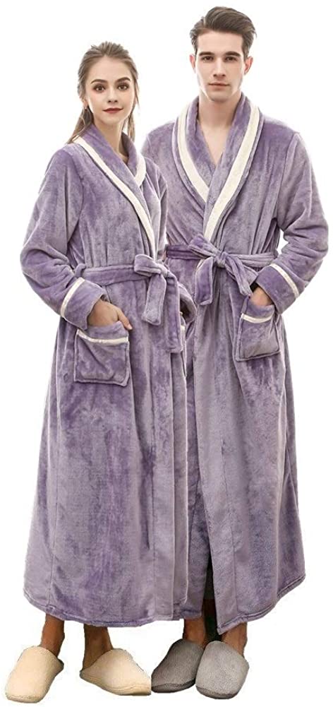 Price:$33.99 SUNBABY Thicker Long Flannel Sleepwear Women Man Mink Cashmere Bathrobes Warm Couple Pajamas at Amazon Women’s Clothing store