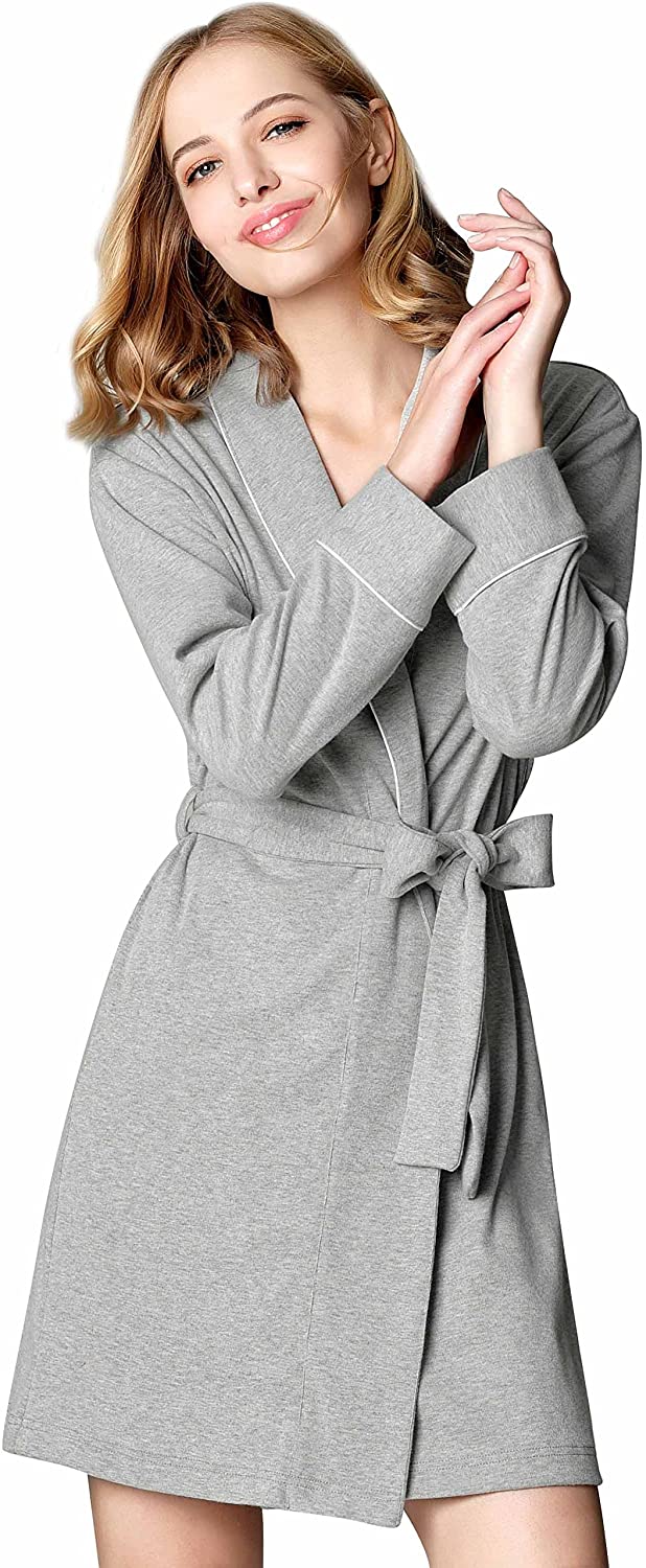 Price:$15.99    Mamamiya Women's Soft Cotton Robe Kimono Bathrobe Sleeve Loungewear Sleepwear Cloth Robe (XL, Gray)  Clothing
