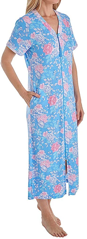 Price:$68.00 Miss Elaine Cottonessa Short Sleeve Long Zip Robe (669818) at Amazon Women’s Clothing store