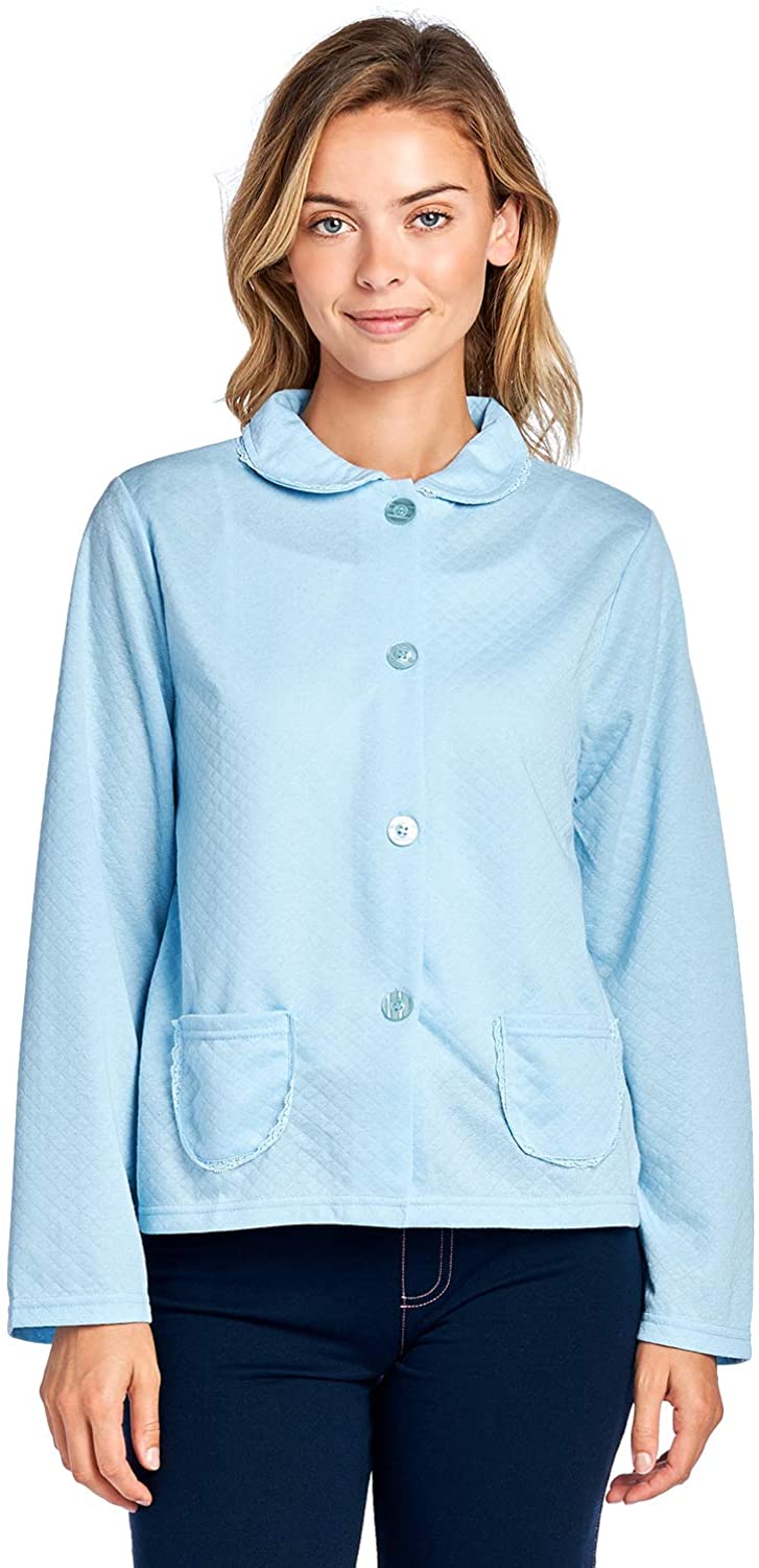 Price:$23.99 Casual Nights Women's Soft Quilted Button Front Long Sleeve Sleep Bed Jacket Top at Amazon Women’s Clothing store
