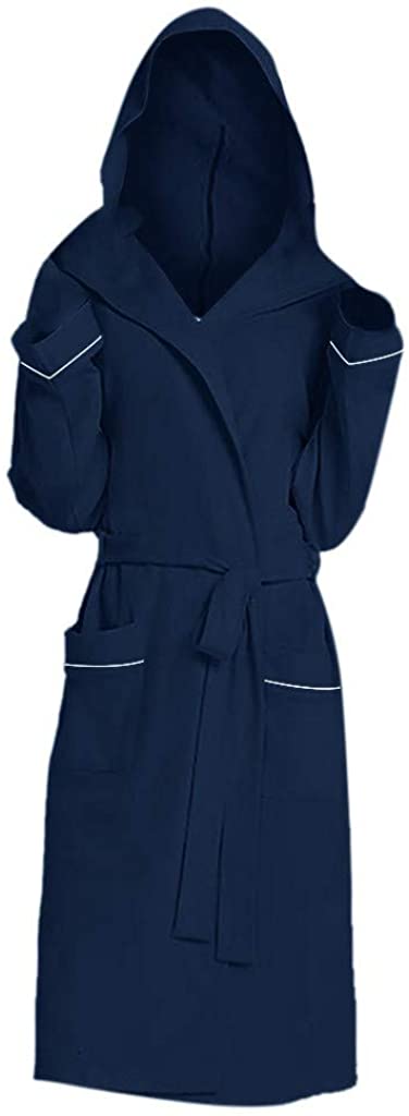 Price:$9.87 Women Fall Solid Color Cotton Loose Pajamas Nightgown Lingerie Bathrobe Housecoat with Belt at Amazon Women’s Clothing store