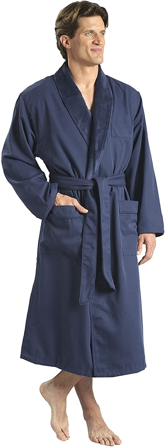 Price:$60.00 MONARCH Plush Lined Microfiber Spa Robe - Unisex Luxury Hotel Bathrobe in Navy/Small Cypress at Amazon Women’s Clothing store