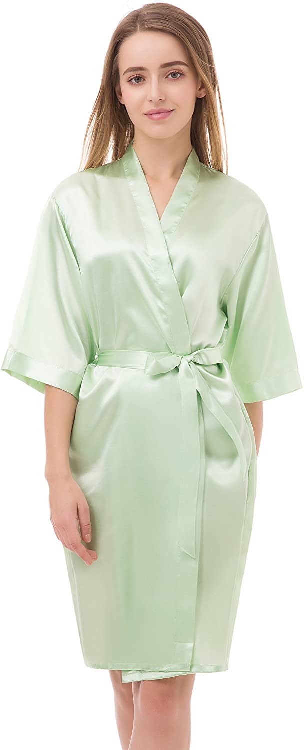 Price:$8.99 J.ROBE Women's Pure Colour Kimono Robe Short Silky Robe at Amazon Women’s Clothing store