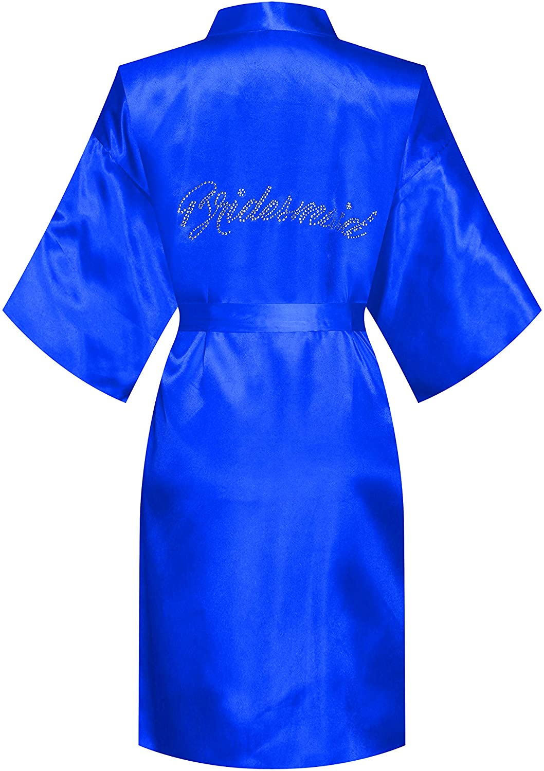 Price:$13.99 MORFORU Women Bride Bridesmaid Clear Rhinestones One Size Robe for Wedding Party Getting Ready, Short (Royal Blue, Bridesmaid) at Amazon Women’s Clothing store