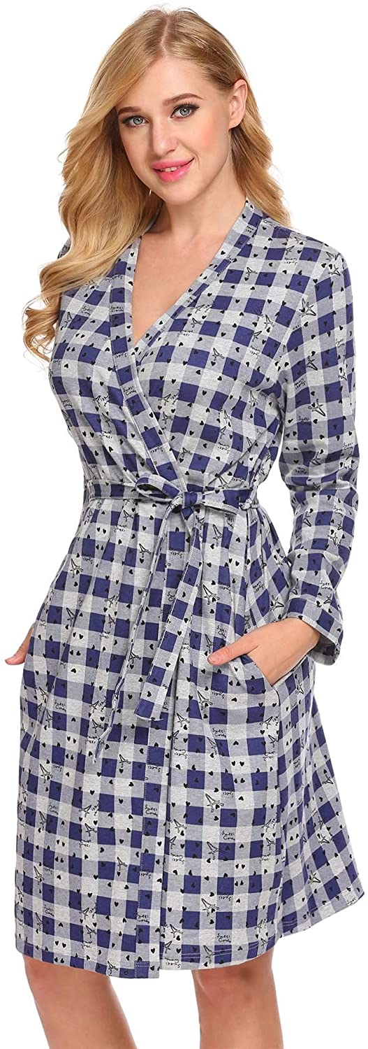 Price:$8.99 Aimado Women's Kimono Robe Long Sleeve Sleepwear Cotton Bathrobe S-XXL at Amazon Women’s Clothing store
