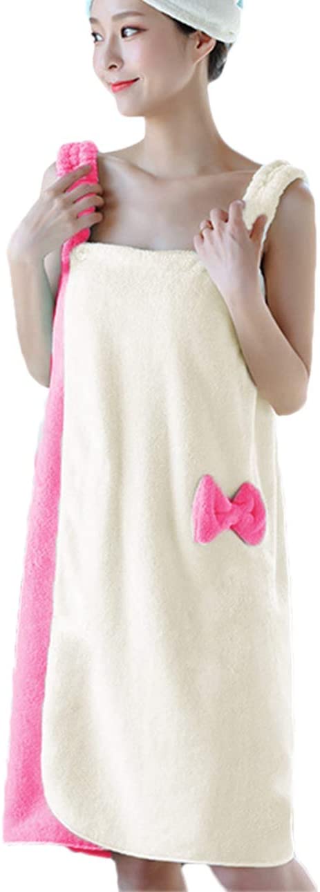 Price:$21.99    JINTN Women Bath Wrap Sling Dress Tube Skirt with Shoulder Strap Color Matching Bow-Knot Soft Terry Coral Fleece Spa Bathrobe Adjustable Sleepwear  Clothing