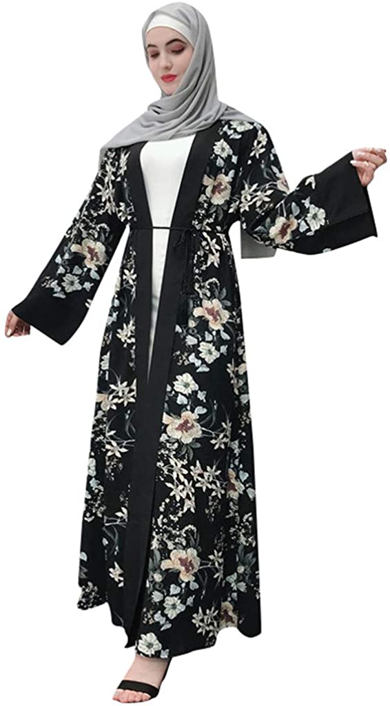 Price:$19.99 Fainosmny Muslim Robe Womens Long Maxi Dress Robe Islamic Flower Dubai Cardigan Ramadan Muslim Long Cardiagns Robe at Amazon Women’s Clothing store