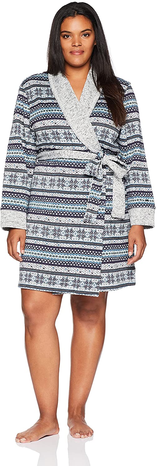 Price:$27.99 Nautica Women's Plus Size Fairisle Short Robe at Amazon Women’s Clothing store