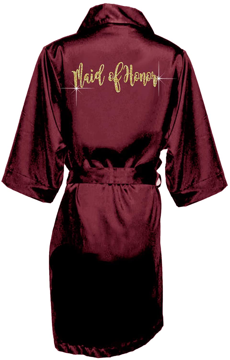 Price:$22.99 Bridesmaid Satin Kimono Robes Gift for Bridal Party (Blush Bridesmaid) (Burgundy - Maid of Honor) at Amazon Women’s Clothing store