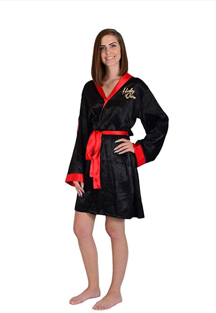 Price:$15.96 DC Comics Harley Quinn Bombshell Silky Satin Robe Black at Amazon Women’s Clothing store