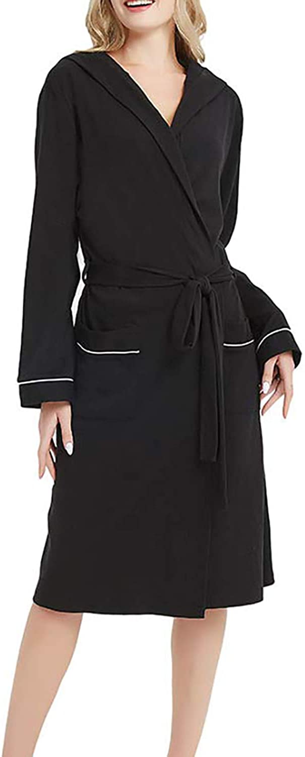 Price:$21.99 Miureal Women's Cotton Robe Lightweight Knee Length Long Sleeve Hooded Kimono SPA Bathrobe at Amazon Women’s Clothing store