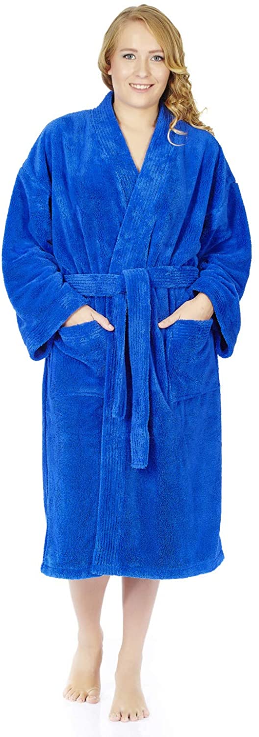 Price:$19.99 Arus Women's Kimono Plush Fleece Bathrobe Turkish Soft Plush Robe, Royal Blue, L at Amazon Women’s Clothing store