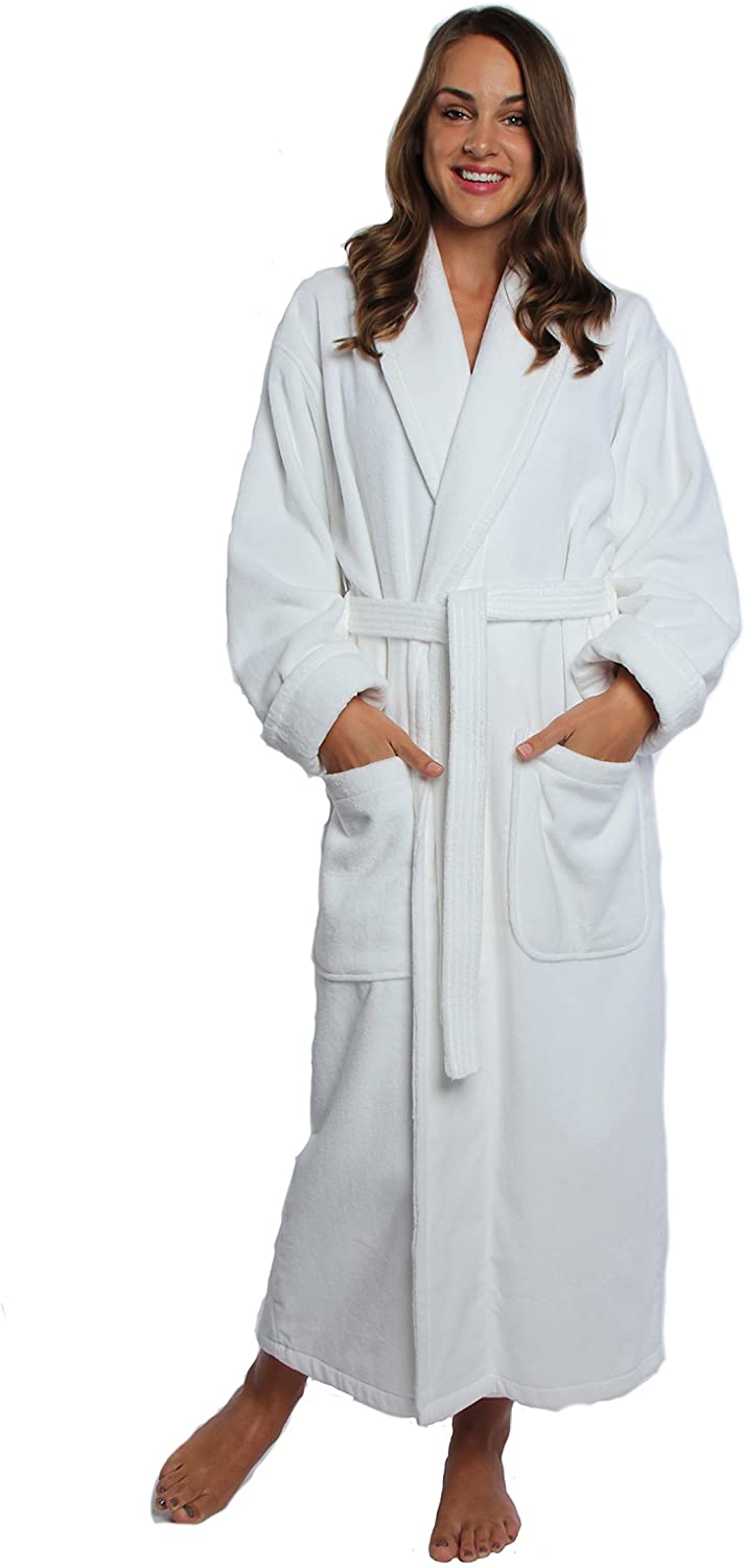 Price:$79.99 Turkishtowels Terry Velour Bathrobe - White at Amazon Women’s Clothing store