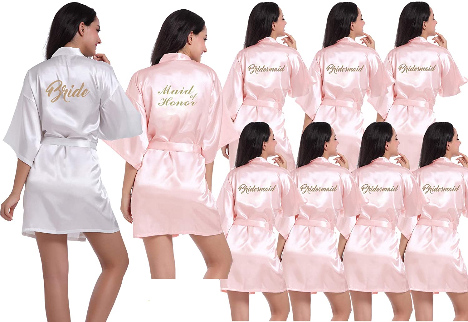 Price:$168.99 DF-deals Set of 3-12 Women's Kimono Robes with Gold Glitter for Bridesmaid and Bride, Wedding Party Getting Ready Short Robe at Amazon Women’s Clothing store