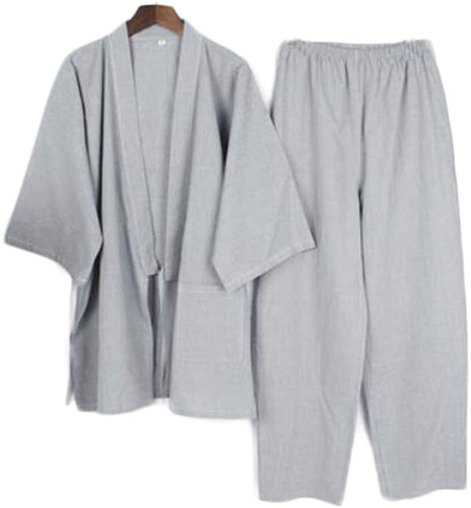 Price:$34.07 Japanese Style Women Thin Cotton Bathrobe Pajamas Kimono Bathrobes Sleepwear Suit-F17 Light Blue at Amazon Women’s Clothing store