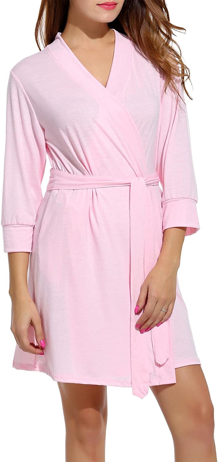 Price:$16.86 DonKap Women Sleepwear Soft Cotton Bathrobe Lightweight Lounge Robe S-XXL at Amazon Women’s Clothing store