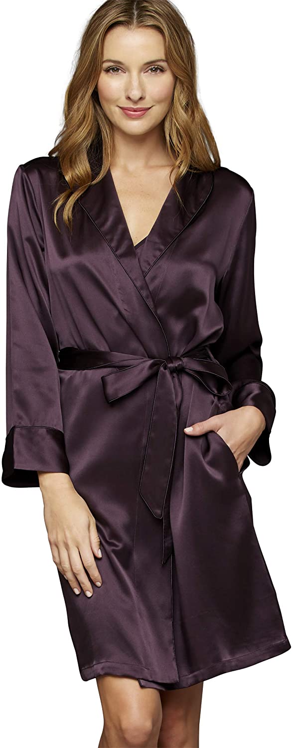 Price:$247.00 Julianna Rae Women's The Solid Splendid 100% Silk Short Robe, Lingerie, Beautiful Gift Packaging at Amazon Women’s Clothing store