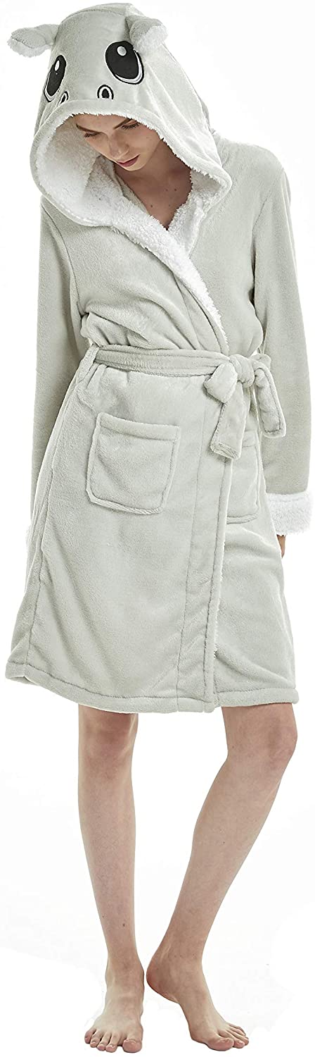 Price:$19.99    SeeShine Animal Hooded Robe Cartoon Costume Unicorn Flannel Bathrobe Home Bathing Suits for Adults Women Kids Girls  Clothing