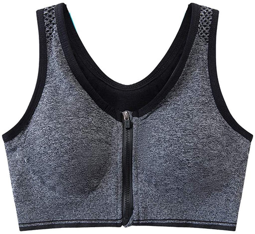 Price:$6.80 YUNIAO Seamless Wireless Woman Sport Bra Air Permeable Sport Yoga Wireless Zipper Bra at Amazon Women’s Clothing store