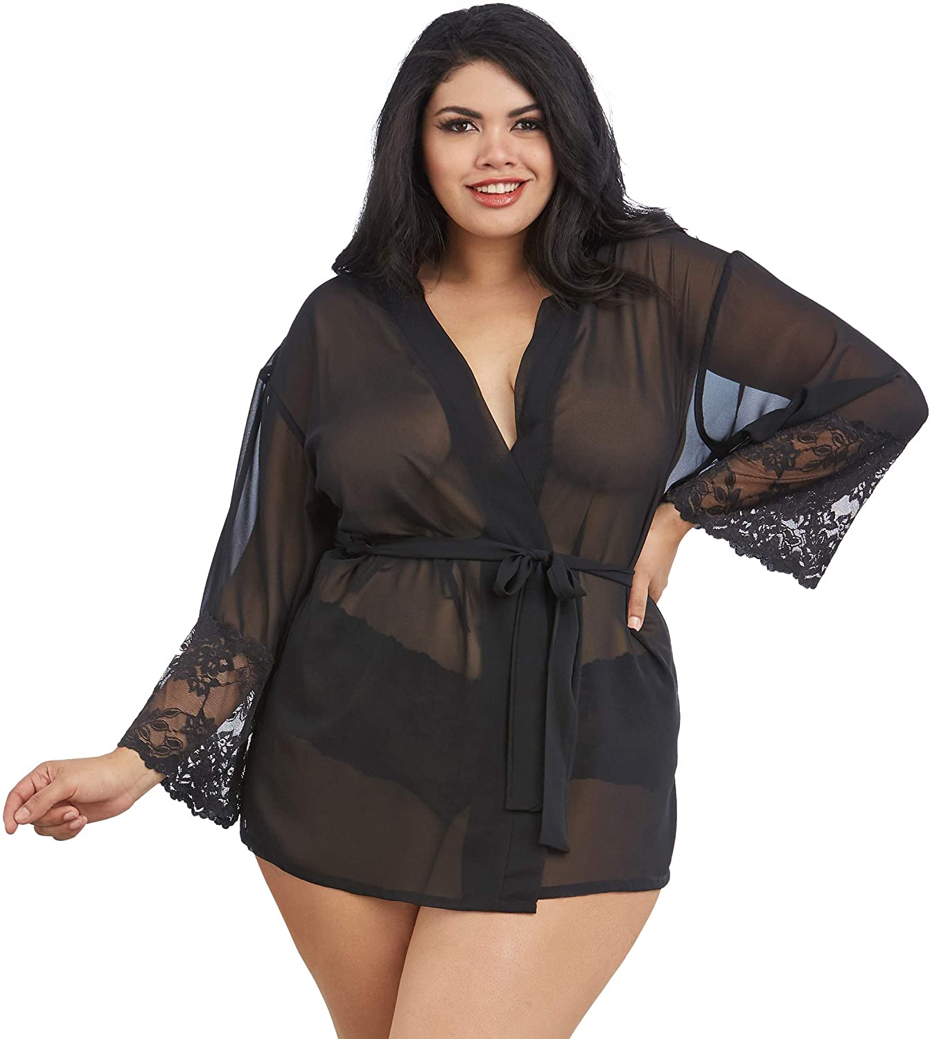 Price:$30.63 Dreamgirl Women's Alluring Chiffon Short Kimono Robe at Amazon Women’s Clothing store  Adult Exotic Lingerie Sets
