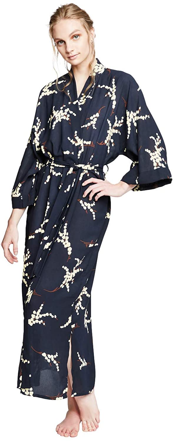 Price:$108.00 KIM+ONO Crepe Kimono Robe Long - Mio - Navy (Blue) at Amazon Women’s Clothing store