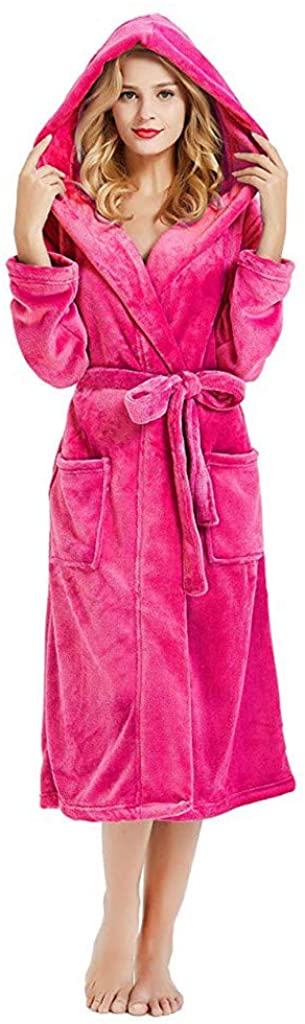Price:$4.88 Redshop Women Winter Hooded Lengthened Plush Shawl Bathrobe Sleepweer Long Sleeved Robe Sleepwear at Amazon Women’s Clothing store