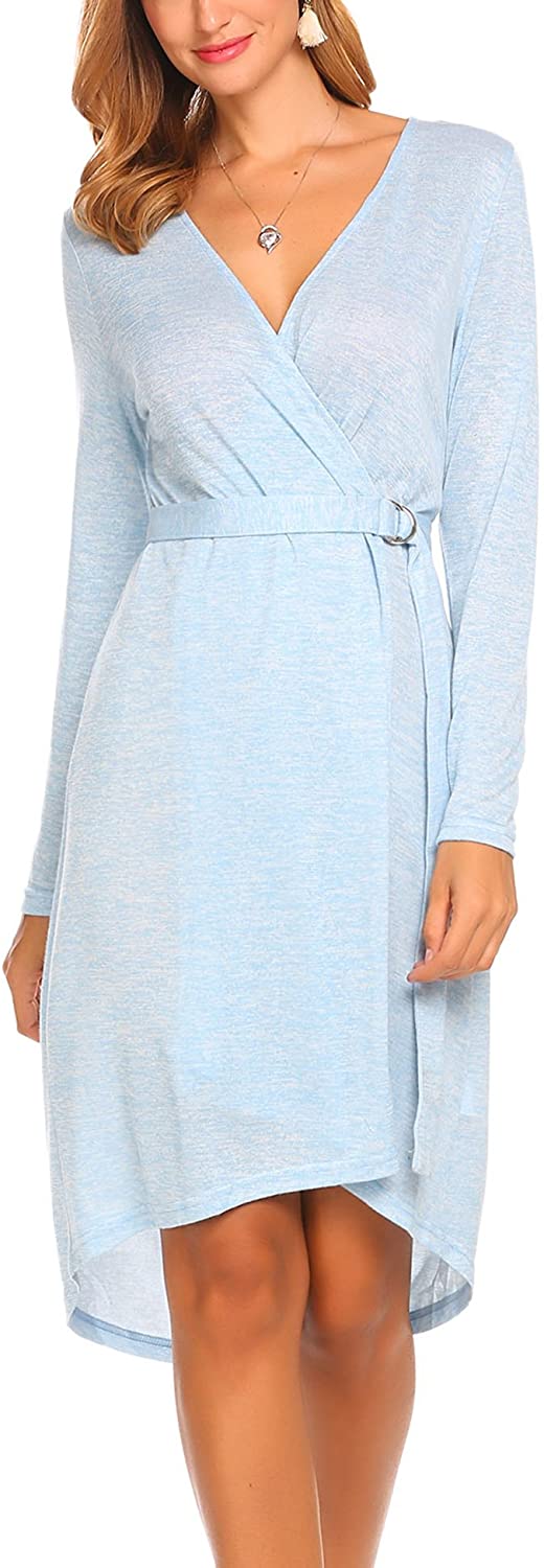 Price:$33.30 Women Robe Soft Kimono V Neck Sleepwear Bathrobe Loungewear with Belt at Amazon Women’s Clothing store