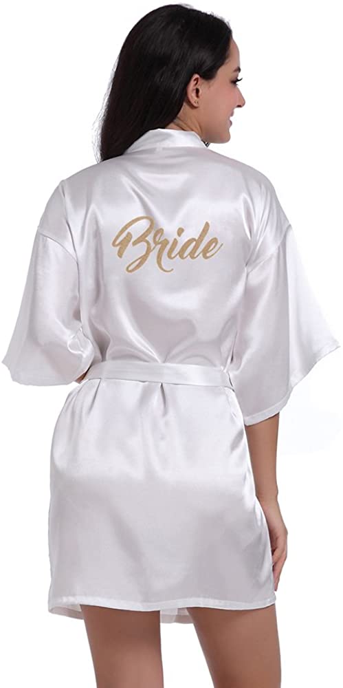 Price:$8.99 TheRobe Women's Pure Colour Short Kimono Robes With Gold Glitter For Wedding Party at Amazon Women’s Clothing store