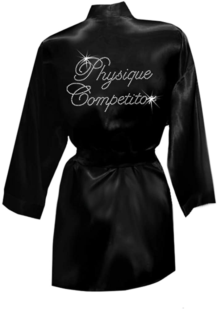 Price:$42.00 Cotton Sisters Physique Competitor Satin Robe Cover Up at Amazon Women’s Clothing store