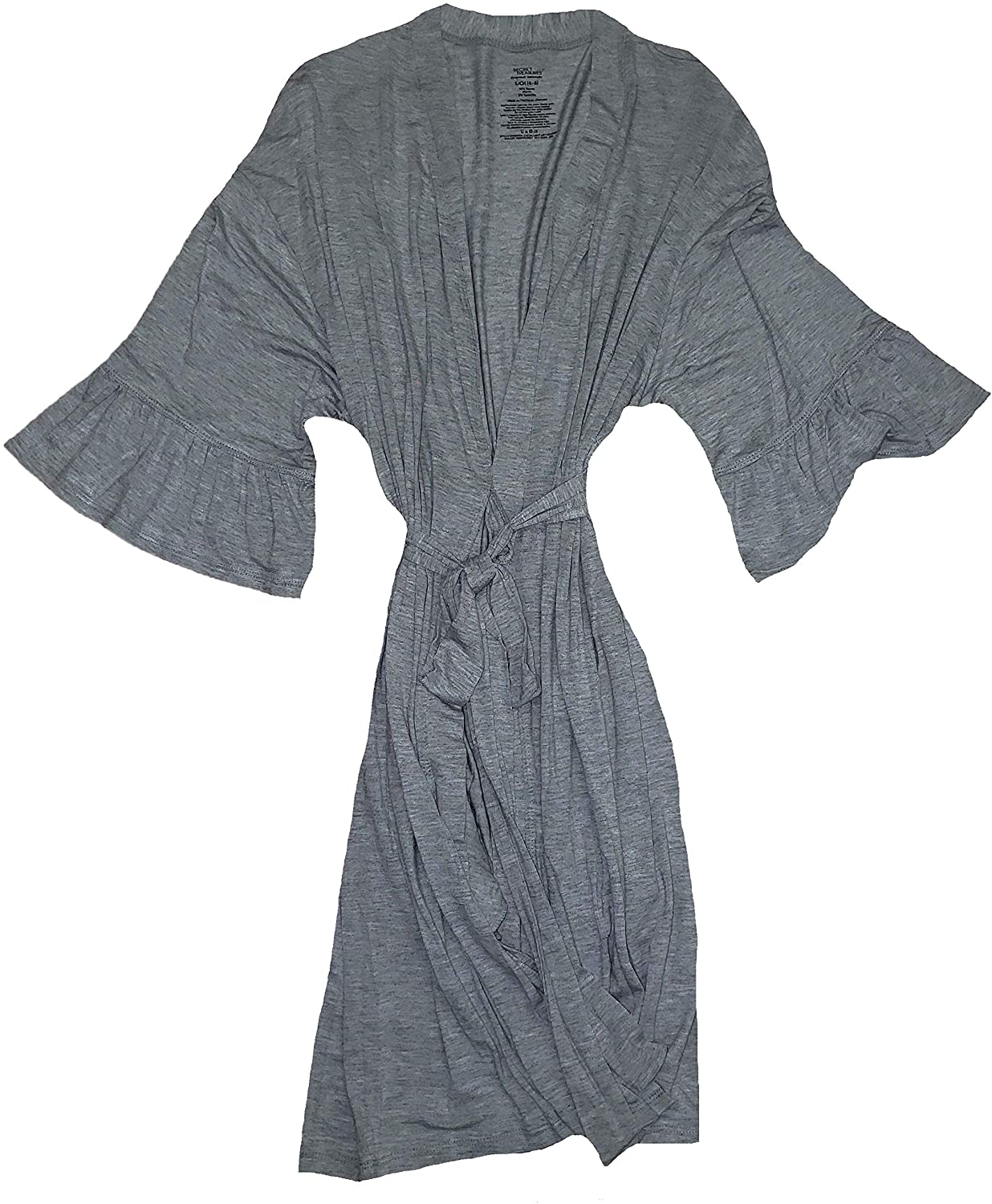 Price:$19.95 Secret Treasures Light Gray Heather Ruffle Sleeve Robe at Amazon Women’s Clothing store