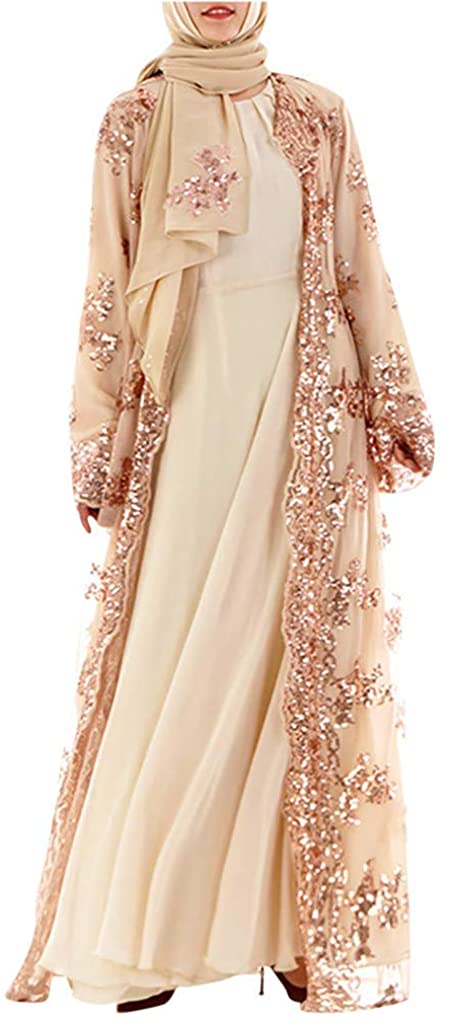 Price:$17.89 FIRERO Muslim Women Lace Sequin Cardigan Maxi Dress Kimono Open Abaya Robe Kaftan Dubai Robe at Amazon Women’s Clothing store
