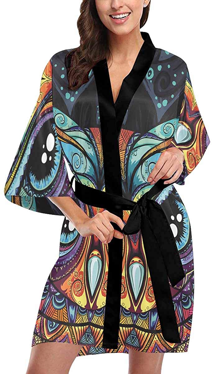 Price:$39.99 Custom Tribal Owl Floral Women Kimono Robes Beach Cover Up for Parties Wedding (XS-2XL) at Amazon Women’s Clothing store