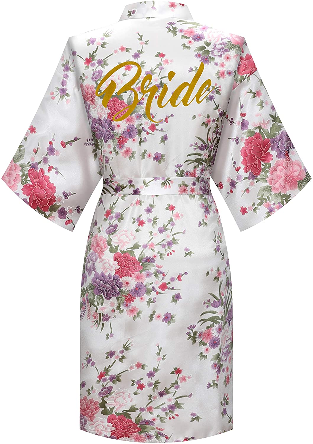 Price:$13.99 MORFORU Women Bride Bridesmaid Gold Glittering One Size Daffodils Robe for Wedding Party Getting Ready, Short (White, Bride) at Amazon Women’s Clothing store