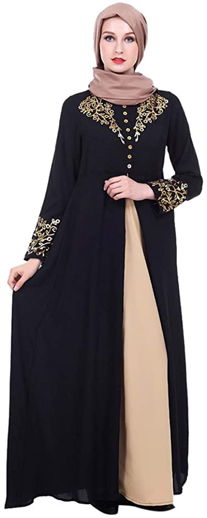 Price:$8.98 Womens Muslim Trumpet Sleeve Maxi Dress Long Robe Gowns at Amazon Women’s Clothing store