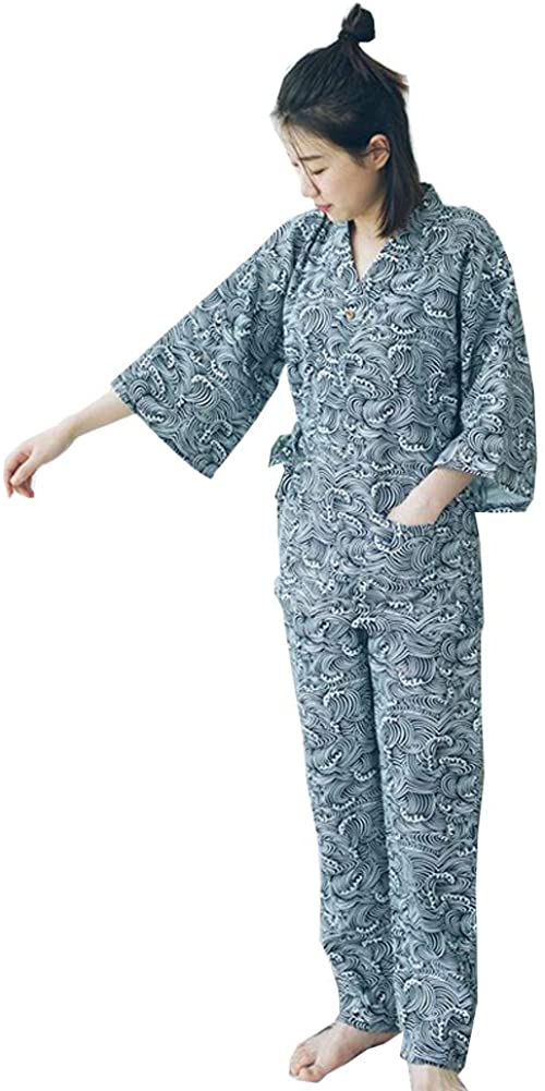 Price:$40.64 Japanese Style Women's Cotton Dressing Gown Kimono Pajamas Suit-Cat A at Amazon Women’s Clothing store