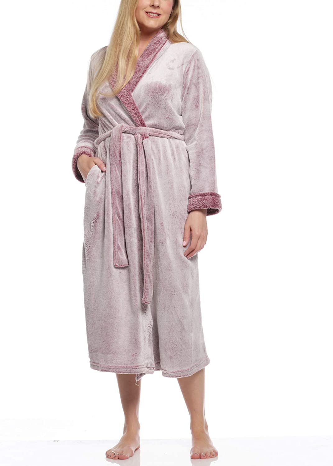 Price:$20.90 Rene Rofe Women's Frosted Fleece Shawl Long Robe at Amazon Women’s Clothing store