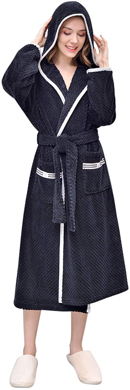 Price:$17.98 LICKLIP Waffle Terry Robe Hooded Pockets Unisex Women Men Long Kimono Bathrobe at Amazon Women’s Clothing store
