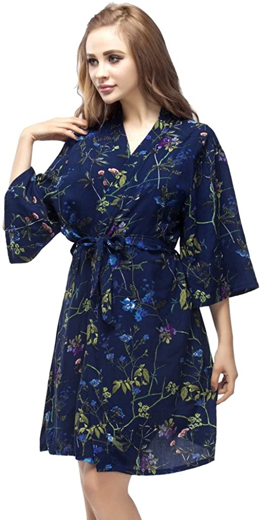 Price:$12.99    Skyfitting Women's Cotton Short Kimono Robe, Short Length Bridesmaid Robes Regular Size/36 Length Royal Blue  Clothing